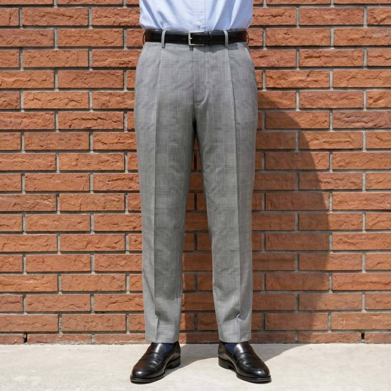 OXFORD CLASSIC スラックス メンズ 春夏秋 ウォッシャブル パンツ ワンタック ウール混  グレンチェック 0108 76cm 79cm 82cm 85cm 88cm 91cm 94cm 97cm 110cm