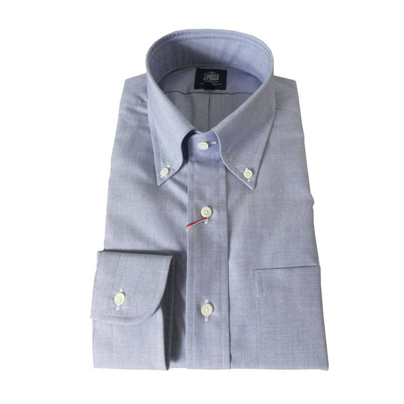 【形態安定】ジェイプレス (J.PRESS) ボタンダウンシャツ メンズ長袖シャツ 紺系 ネイビー系 エンドオンエンド  2075 （衿39cm-裄丈84cm）（衿41cm-裄丈85cm）