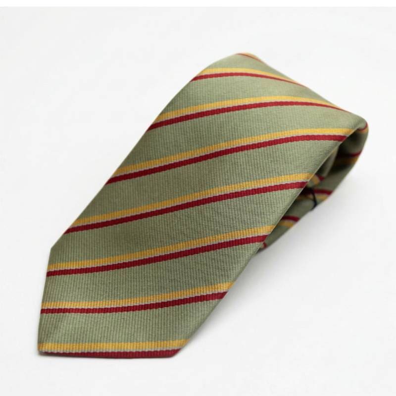 ネクタイ レジメンタル メンズ ビジネス おしゃれ ギフト 人気 Adam Smith ポリエステル100% ストライプ カーキ×エンジ×マスタード as0092