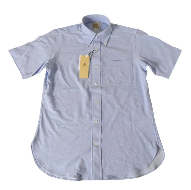 J.PRESS(ジェイプレス) メンズ 半袖 ボタンダウン ジャージーシャツ  ブルー  0073   M L XL