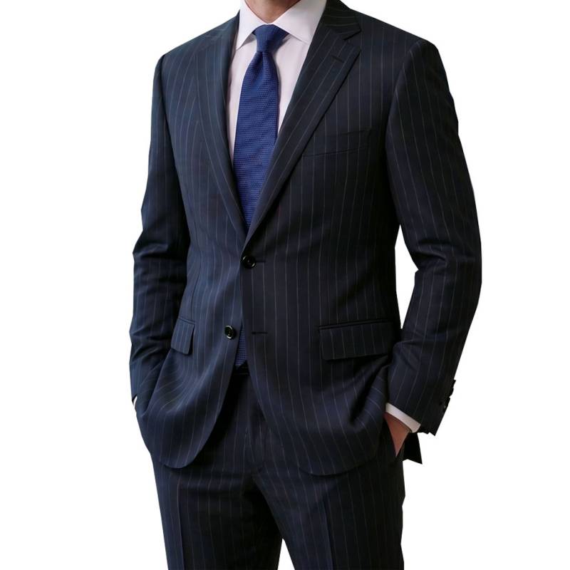 【お取り寄せ商品】エルメネジルド ゼニア(Ermenegildo Zegna) スーツ 春夏秋 メンズ シングルスーツ 2つボタン ビジネススーツ ネイビー ストライプ 1413 　AB6