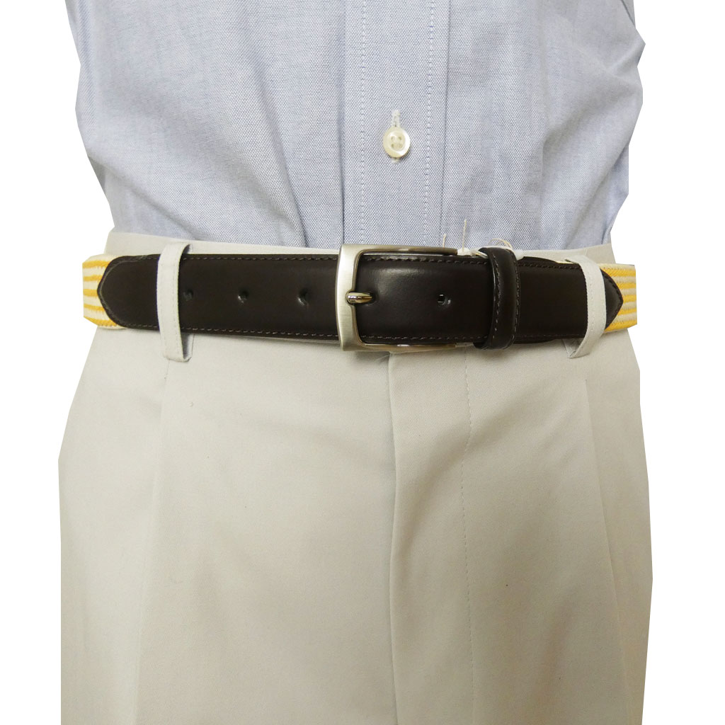 値下げ！日本製 カジュアルベルト メンズ 白×黄 1200  Sサイズ
