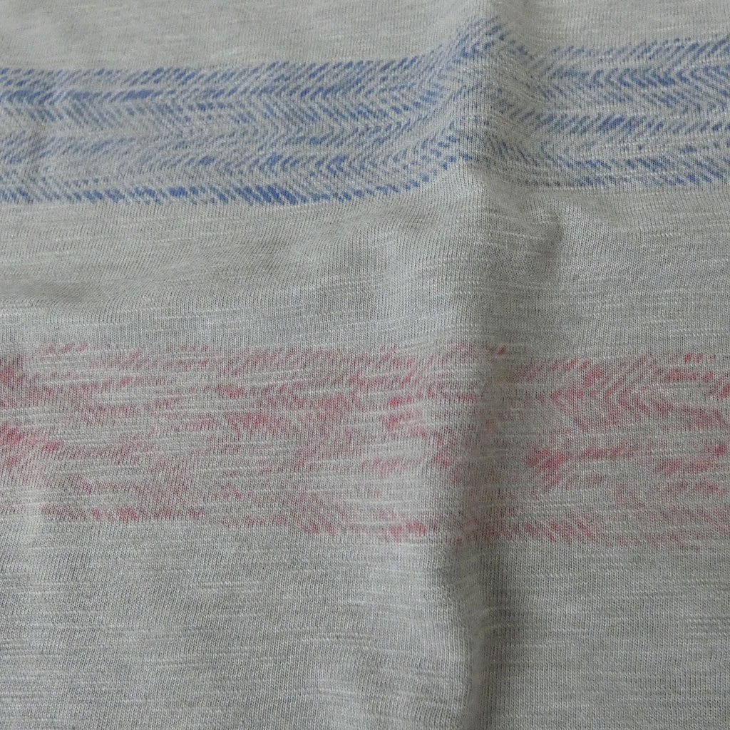 MENS CLUB JEANS Tシャツ メンズ 春夏 半袖 プリントボーダー 3178  青×エンジ×グレー系 M