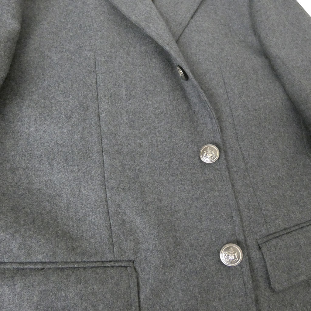 フラノ ブレザー メンズ 秋冬春 3つボタン メタルボタン オックスフォードクラシック プレミアムライン (OXFORD CLASSIC PremiumLine) 段返り三つボタン ウール100% フランネル生地 ミディアムグレー 0515 AB3