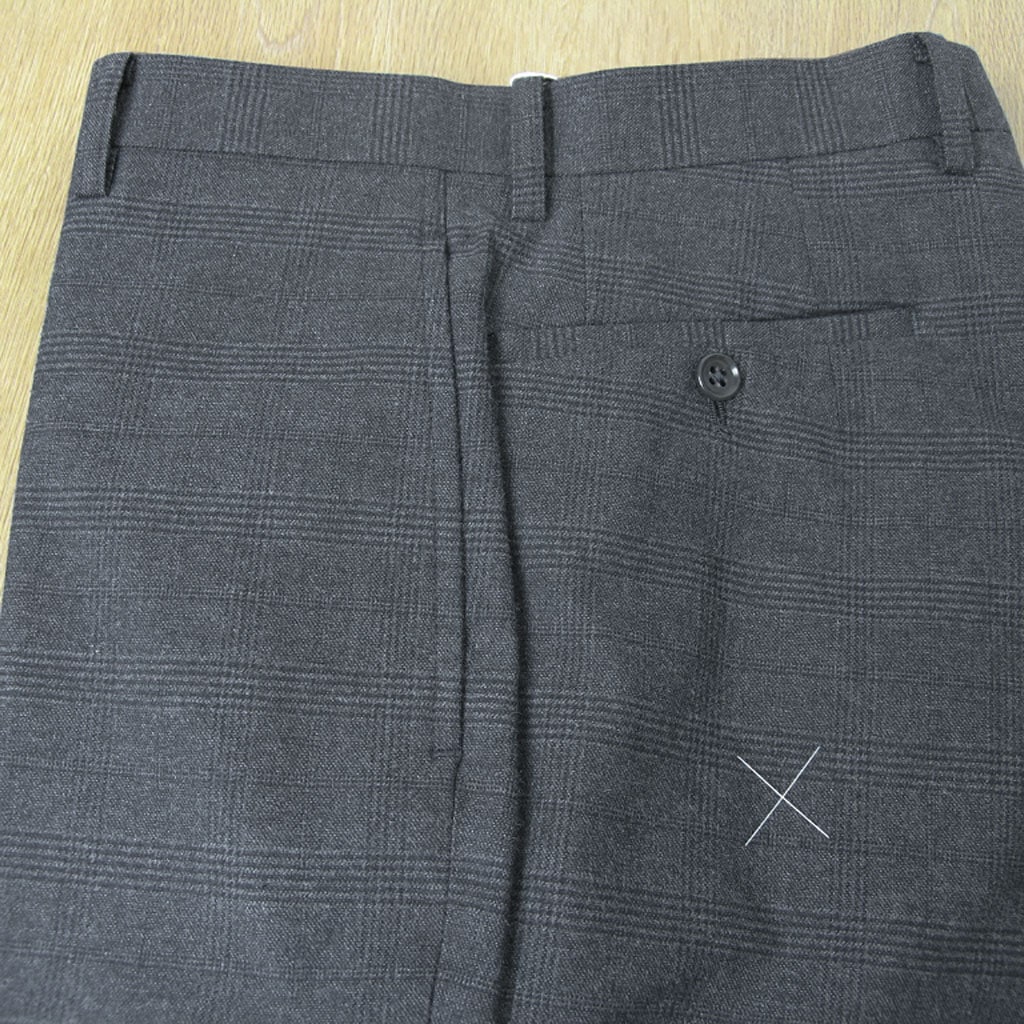 スラックス メンズ 秋冬春 コットン パンツ ノータック ストレッチ ハイバセロン (HAI-VASERON) チェック チャコールグレー 0223 76cm 79cm