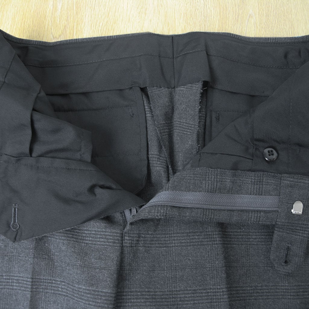 スラックス メンズ 秋冬春 コットン パンツ ノータック ストレッチ ハイバセロン (HAI-VASERON) チェック チャコールグレー 0223 76cm 79cm