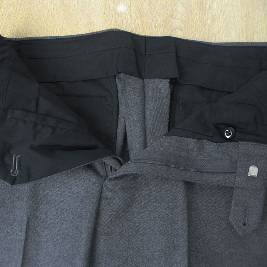 スラックス メンズ 秋冬春 フランネラーナ パンツ ノータック ウール混 ハイバセロン (HAI-VASERON) ミディアムグレー 0423  76cm