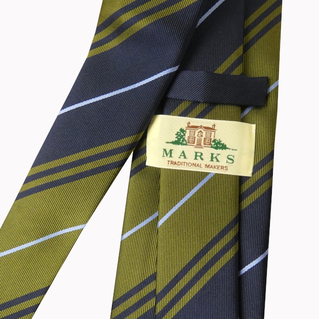 ネクタイ メンズ ビジネス おしゃれ ギフト 人気 マークス(MARKS) シルク100% カーキ×ネイビー omt17