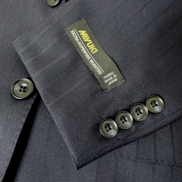 スーツ メンズ 春夏 シングルスーツ 2つボタンミユキ(MIYUKI) 御幸 ビジネススーツ ネイビー シャドーストライプ 紺 0213  AB4 