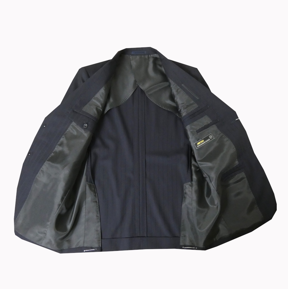 スーツ メンズ 春夏 シングルスーツ 2つボタンミユキ(MIYUKI) 御幸 ビジネススーツ ネイビー シャドーストライプ 紺 0213  AB4 