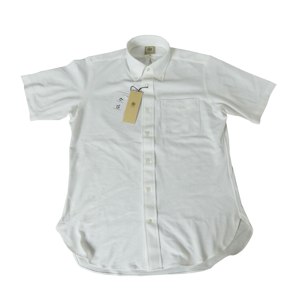 J.PRESS(ジェイプレス) メンズ 半袖 ボタンダウン ジャージーシャツ  白 ホワイト  0001   M L XL