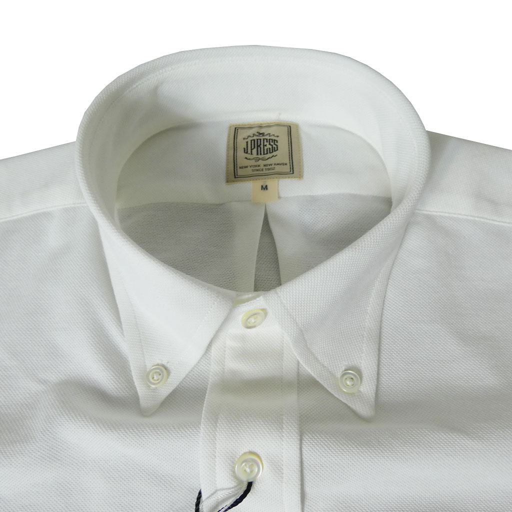 J.PRESS(ジェイプレス) メンズ 半袖 ボタンダウン ジャージーシャツ  白 ホワイト  0001   M L XL