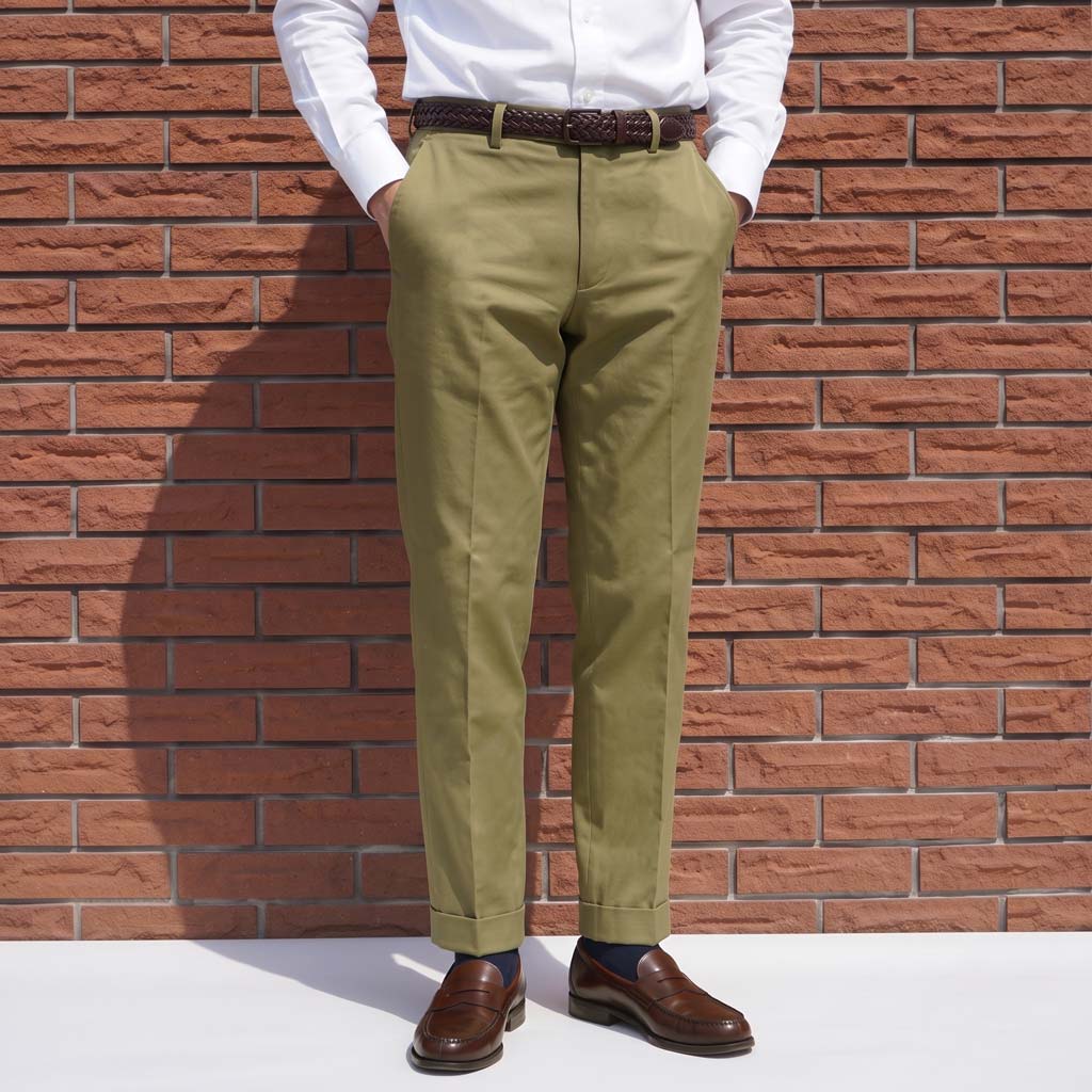 スラックス メンズ ノータック パンツ コットンパンツ コーデュラ (CORDURA)生地 ハイバセロン (HAI-VASERON) カーキ系 5043 82cm 85cm 88cm 91cm 94cm 97cm