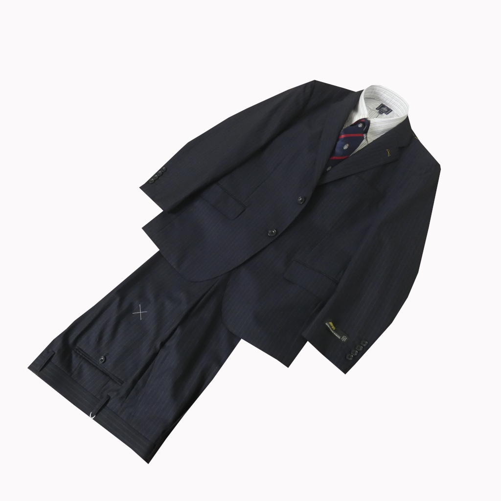 スーツ メンズ 春夏 シングルスーツ 2つボタン ミユキ(MIYUKI) 御幸 ビジネススーツ ネイビー ストライプ 紺 0313  AB4 AB6