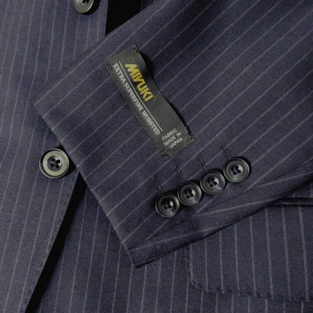 スーツ メンズ 春夏 シングルスーツ 2つボタン ミユキ(MIYUKI) 御幸 ビジネススーツ ネイビー ストライプ 紺 0313  AB4 AB6