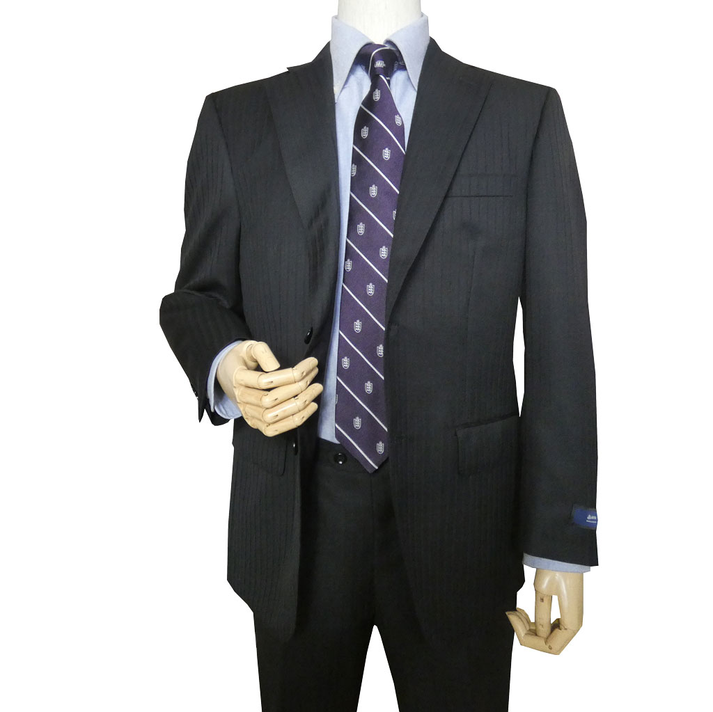 スーツ メンズ 秋冬春 シングルスーツ 2つボタン ミユキ(MIYUKI) 御幸 ビジネススーツ ブラック シャドーストライプ 2103  AB5 AB6 AB7 BB5 BB6 BB7