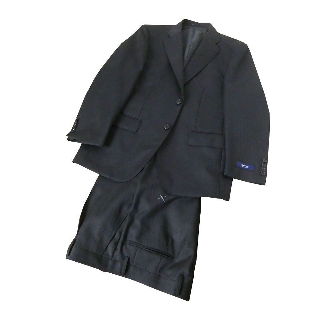 スーツ メンズ 秋冬春 シングルスーツ 2つボタン ミユキ(MIYUKI) 御幸 ビジネススーツ ブラック シャドーストライプ 2103  AB5 AB6 AB7 BB5 BB6 BB7