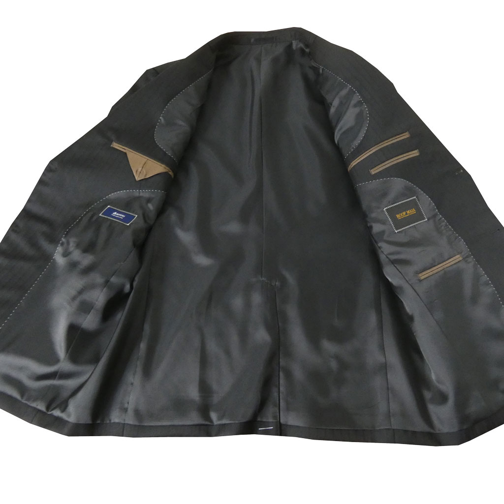 スーツ メンズ 秋冬春 シングルスーツ 2つボタン ミユキ(MIYUKI) 御幸 ビジネススーツ ブラック シャドーストライプ 2103  AB5 AB6 AB7 BB5 BB6 BB7