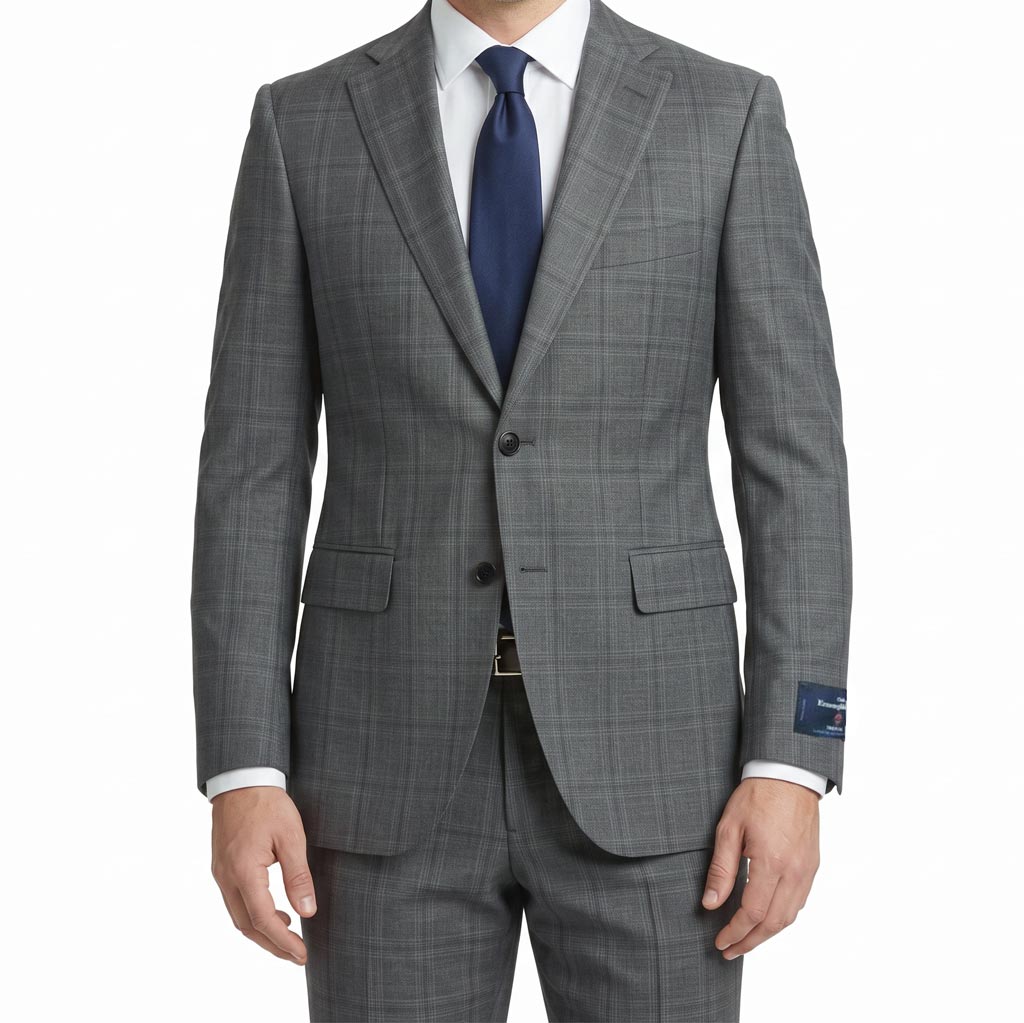 エルメネジルド ゼニア(Ermenegildo Zegna) スーツ メンズ 春夏秋 シングルスーツ 2つボタン チェック ミディアムグレー 0223  A6 A8 AB4