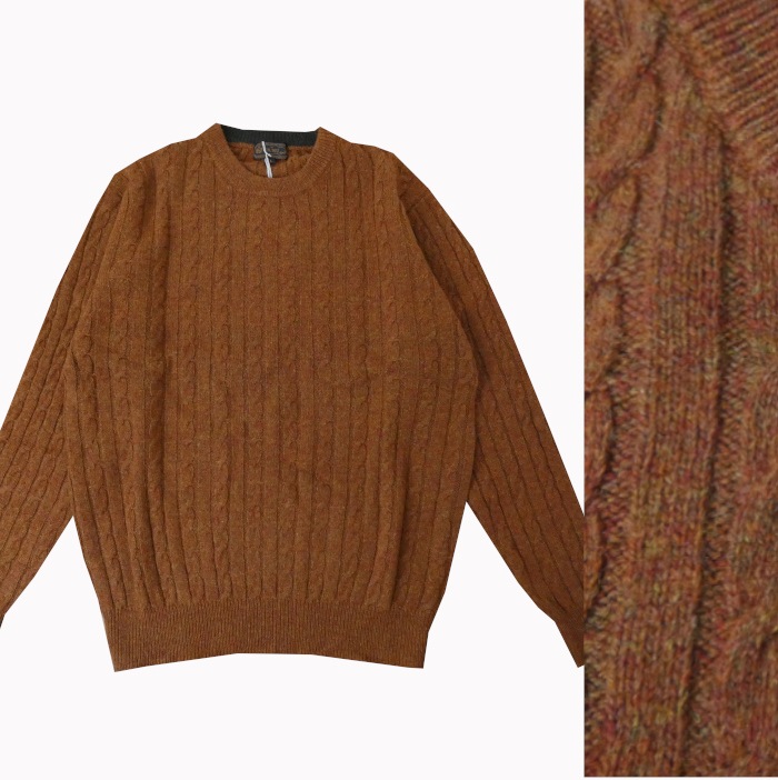 CHUBEI 秋冬春 LAMBS WOOL ラムウール ニット ケーブル編み セーター ブラウン 5448   L