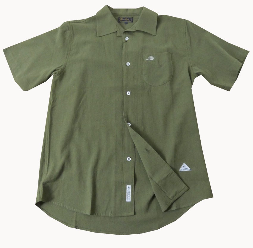 Chubei チュウベイ メンズ 春夏 半袖 カジュアル オープンカラーシャツ カーキ系 56 M シャツ 半袖シャツ トラッドハウス フキヤ