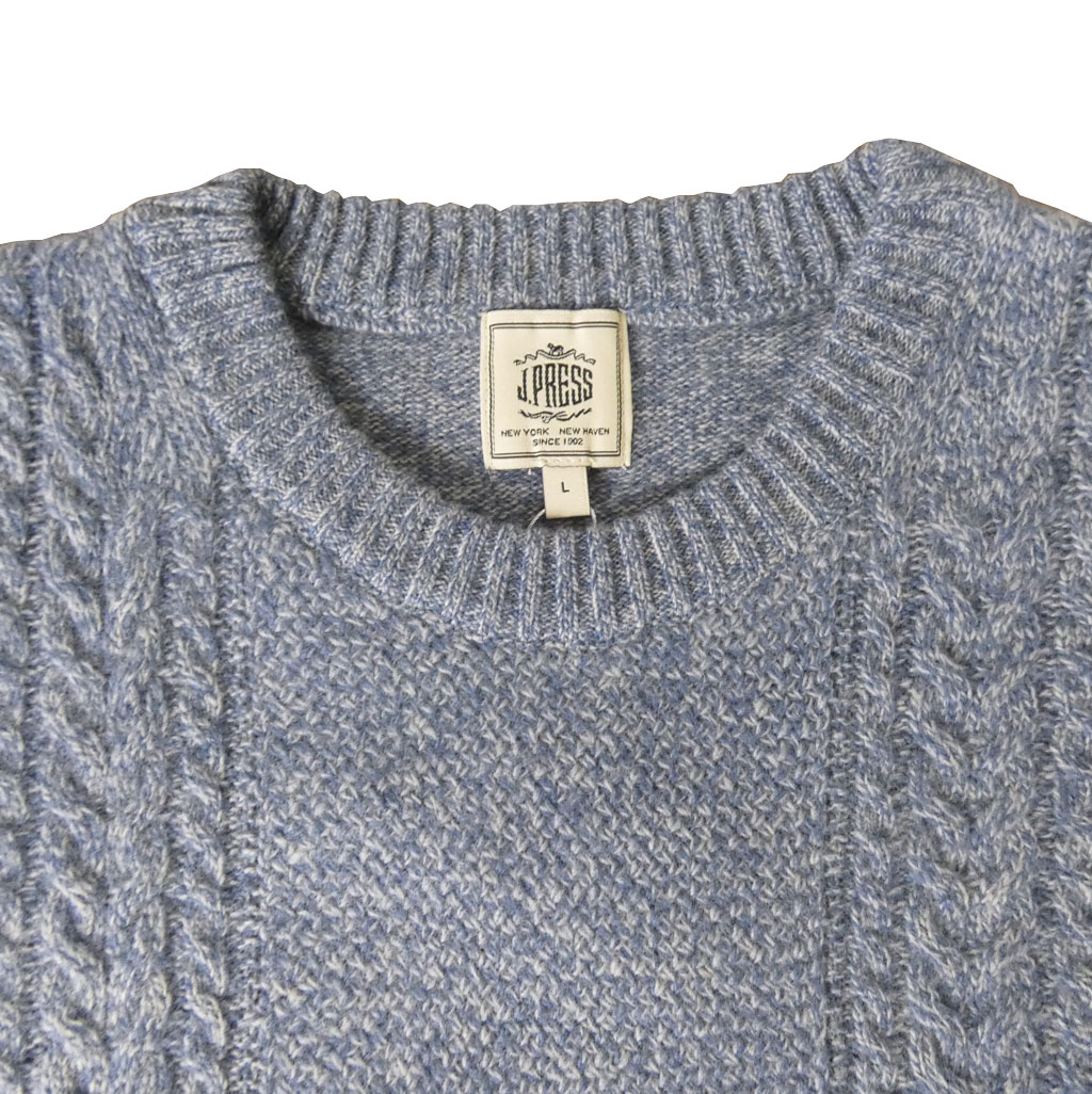 ジェイプレス (J.PRESS) クルーネックセーター カシミヤブレンド ニット メンズ 秋冬 ブルー系 0070  L