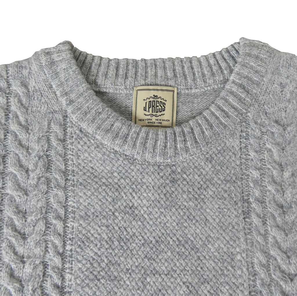 ジェイプレス (J.PRESS) クルーネックセーター カシミヤブレンド ニット メンズ 秋冬 ミディアムグレー 0003  Lサイズ