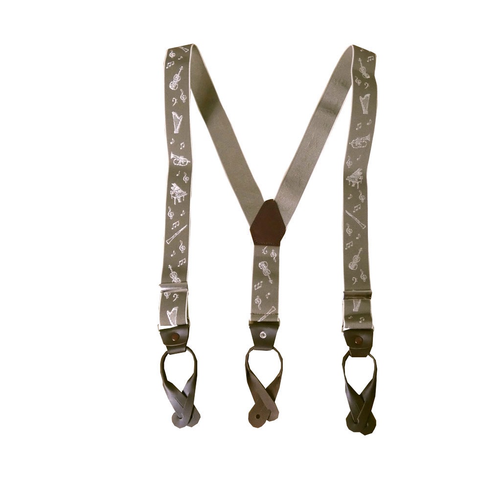 サスペンダー メンズ Y型サスペンダー 35mm 本革 七々子 カシメボタン