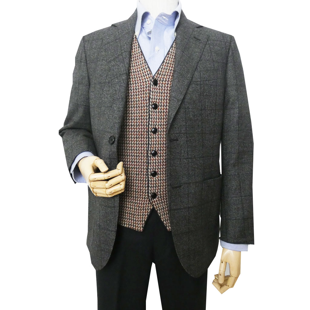 ジェイプレス (J.PRESS) ジャケット メンズ 秋冬春 2つボタン チェック ダークグレー 2435  BM