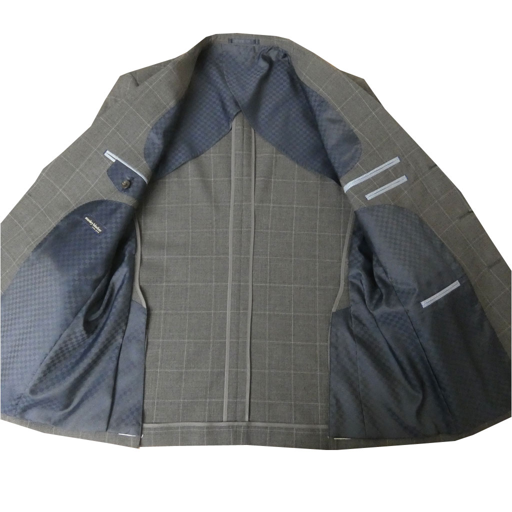 スーツ メンズ 春夏 シングルスーツ 3つボタン スタンリーブラッカー(stanley blacker)  COOL MAX 段返り三つボタン ビジネススーツ ウインドペンチェック チャコールグレー 4618 ABS  ABL  ABLL