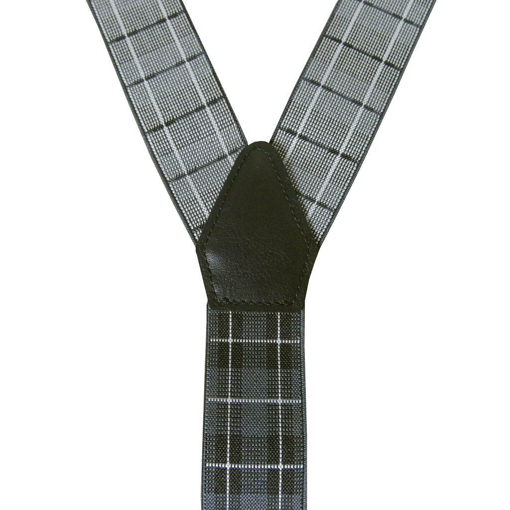 サスペンダー メンズ Ｙ型サスペンダー 35mm 本革 七々子 カシメボタン式 ゲバルト ブラック 黒 タータンチェック  S07  Lサイズ