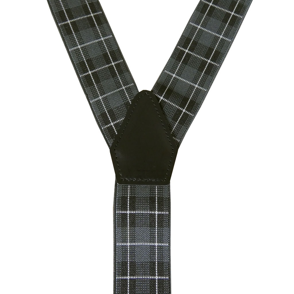 サスペンダー メンズ Ｙ型サスペンダー 35mm 本革 七々子 カシメボタン式 ゲバルト ブラック 黒 タータンチェック  S07  Lサイズ