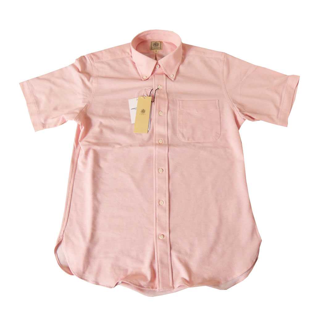 J.PRESS(ジェイプレス) メンズ 半袖 ボタンダウン ジャージーシャツ  ピンク系  0012   M L