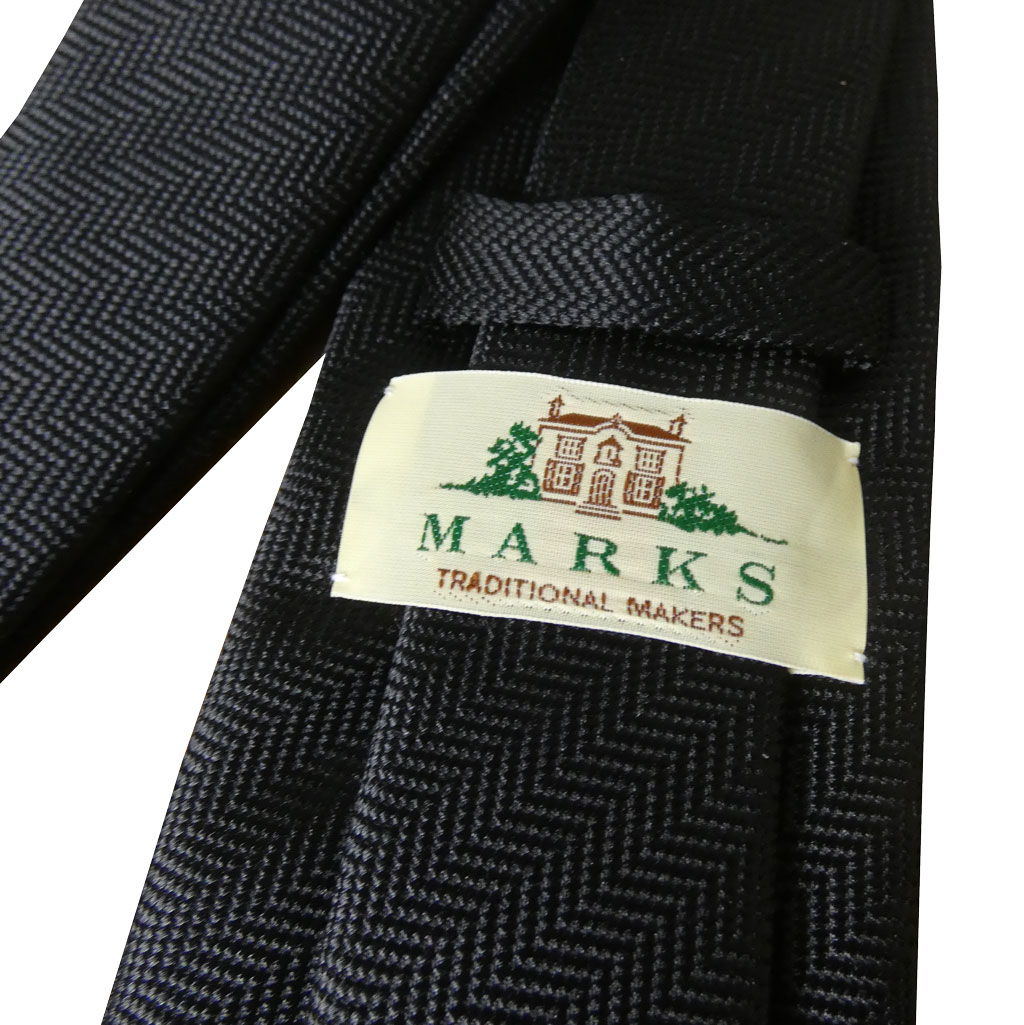 フォーマル ネクタイ MARKS メンズ 礼装用  シルク100％ 黒 ブラック  ヘリンボーン  MF01