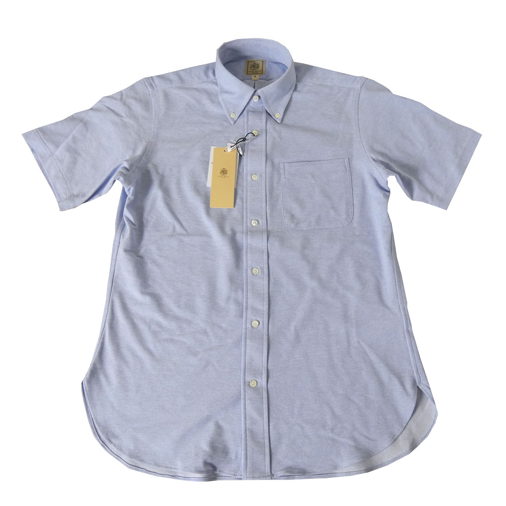 J.PRESS(ジェイプレス) メンズ 半袖 ボタンダウン ジャージーシャツ  ブルー  0073   M L XL