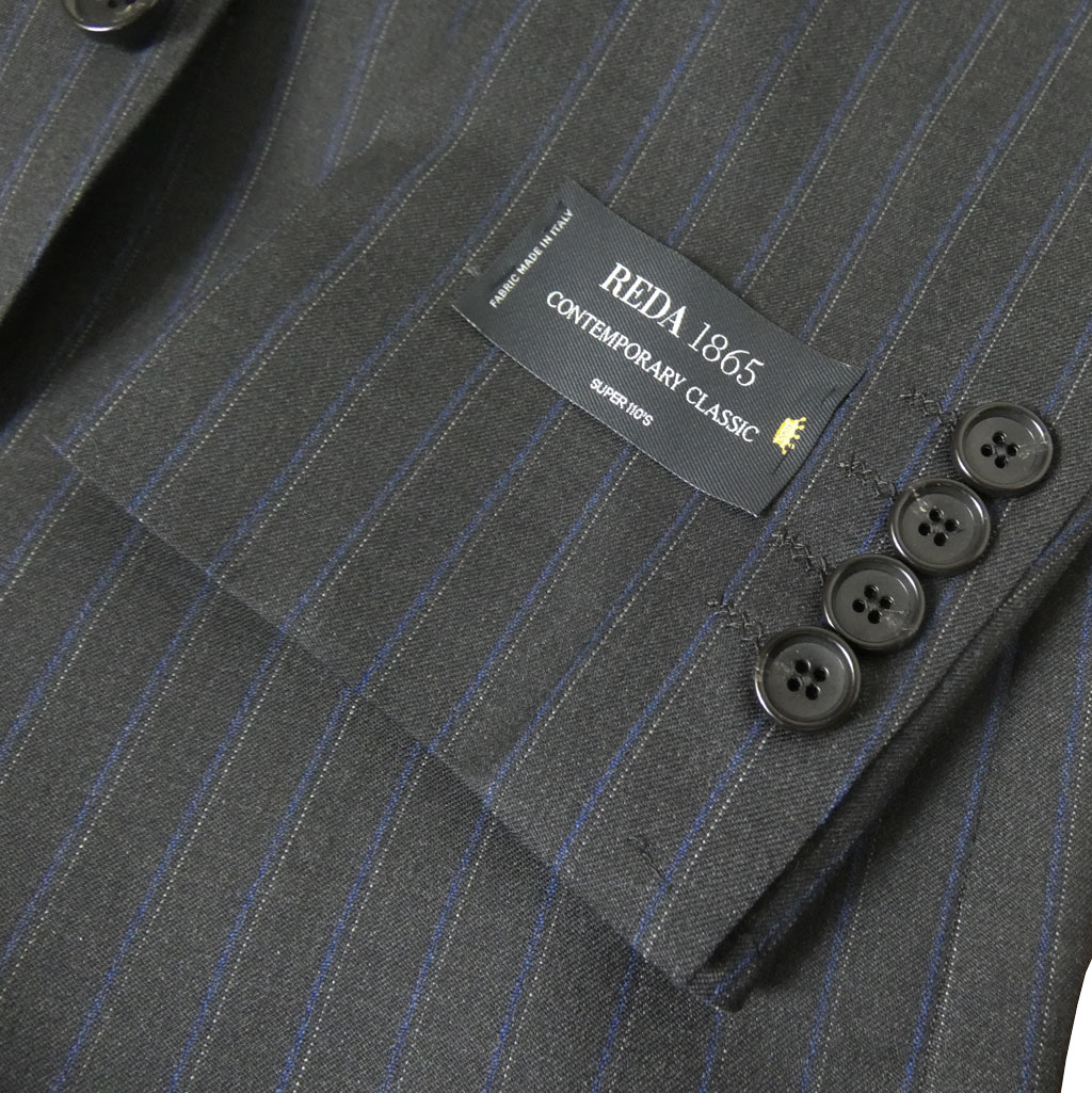 スーツ メンズ 秋冬春 シングルスーツ 2つボタン レダ(REDA) ビジネススーツ ストライプ チャコールグレー 1423  A4サイズ