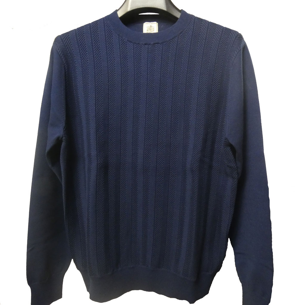 J.PRESS(ジェイプレス) クルーネックセーター ニット メンズ 秋冬 ネイビー ヘリンボーン 0075  M