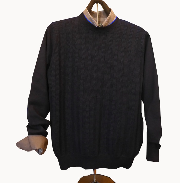 J.PRESS(ジェイプレス) クルーネックセーター ニット メンズ 秋冬 ネイビー ヘリンボーン 0075  M