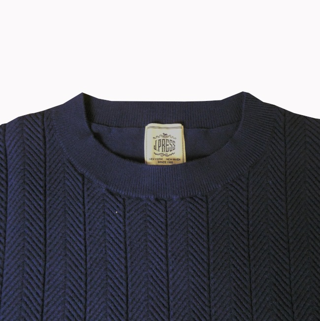 J.PRESS(ジェイプレス) クルーネックセーター ニット メンズ 秋冬 ネイビー ヘリンボーン 0075  M