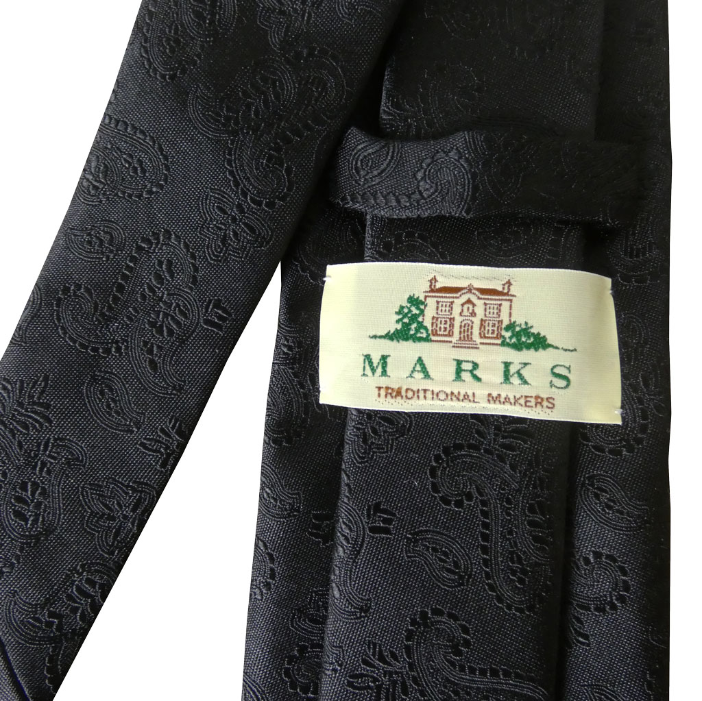 フォーマル ネクタイ MARKS メンズ 礼装用  シルク100％ 黒 ブラック ペイズリー MF03