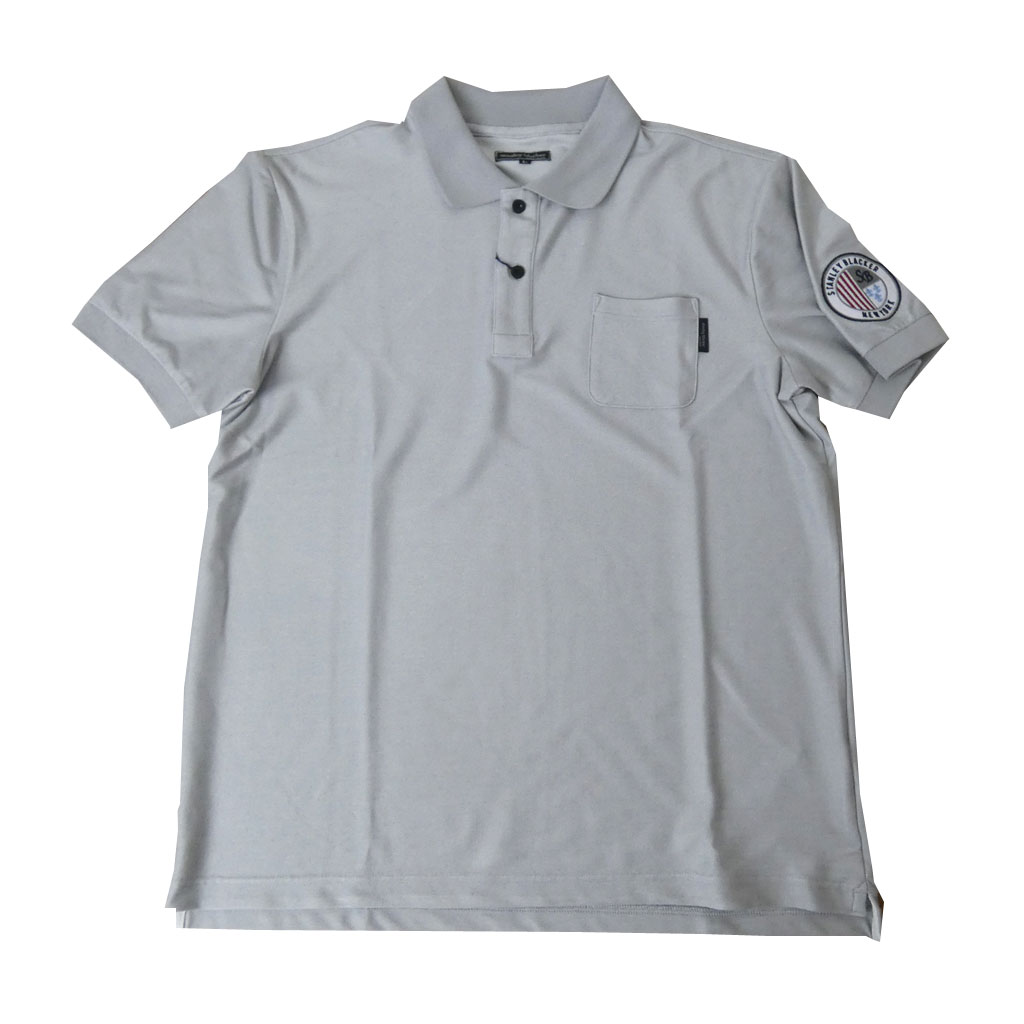 50%OFF！スタンリーブラッカー(stanley blacker) ポロシャツ メンズ 春夏 半袖 ワッペン付き グレー系 1415 M L