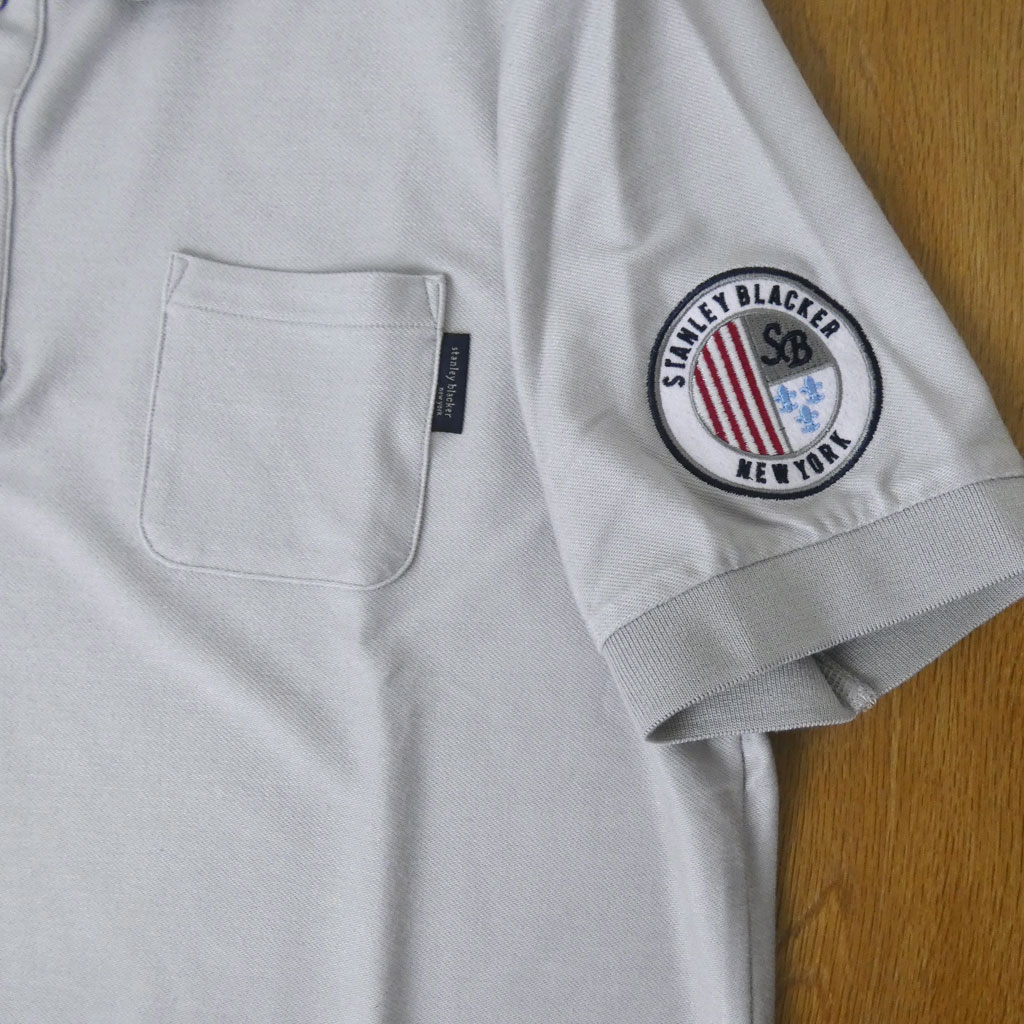 50%OFF！スタンリーブラッカー(stanley blacker) ポロシャツ メンズ 春夏 半袖 ワッペン付き グレー系 1415 M L