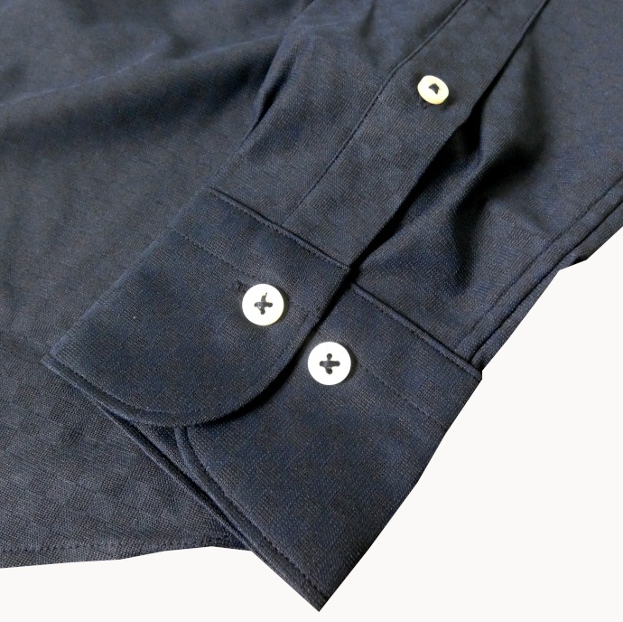 ジーステージ(G-stage) 長袖シャツ メンズ ホリゾンタルカラー シャツ ネイビー シャドーブロックチェック 5010 M（46）L（48）XL（50）