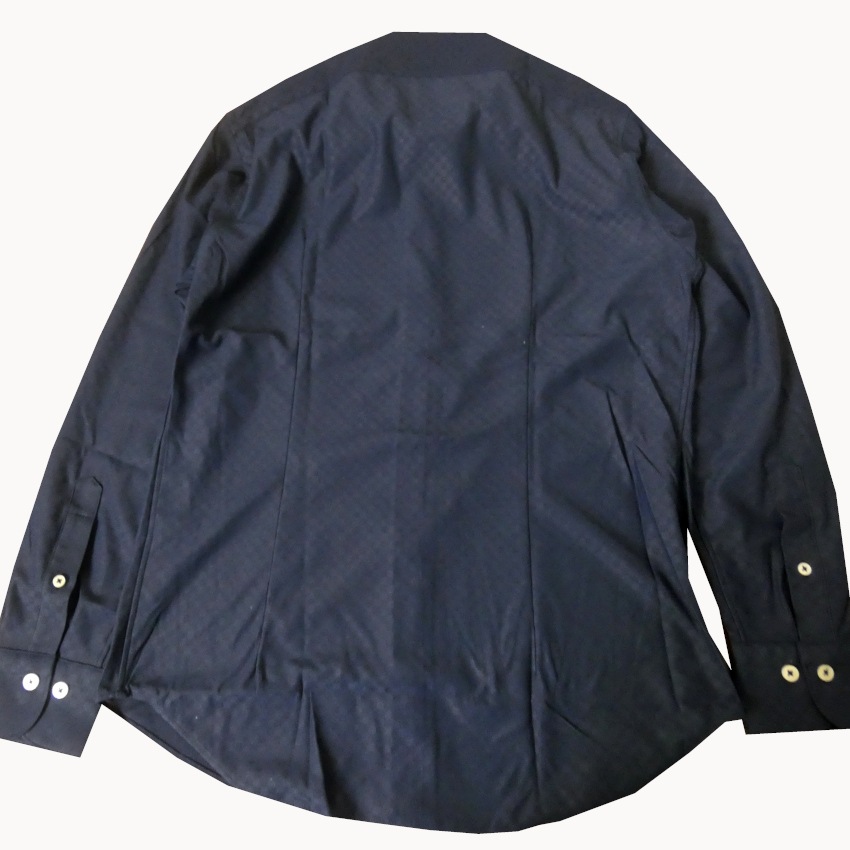 ジーステージ(G-stage) 長袖シャツ メンズ ホリゾンタルカラー シャツ ネイビー シャドーブロックチェック 5010 M（46）L（48）XL（50）