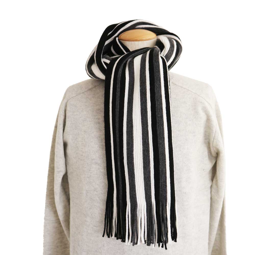 courrèges マフラー 黒/白 correges muffler クレージュ マフラー | AKUBI -アクビ-