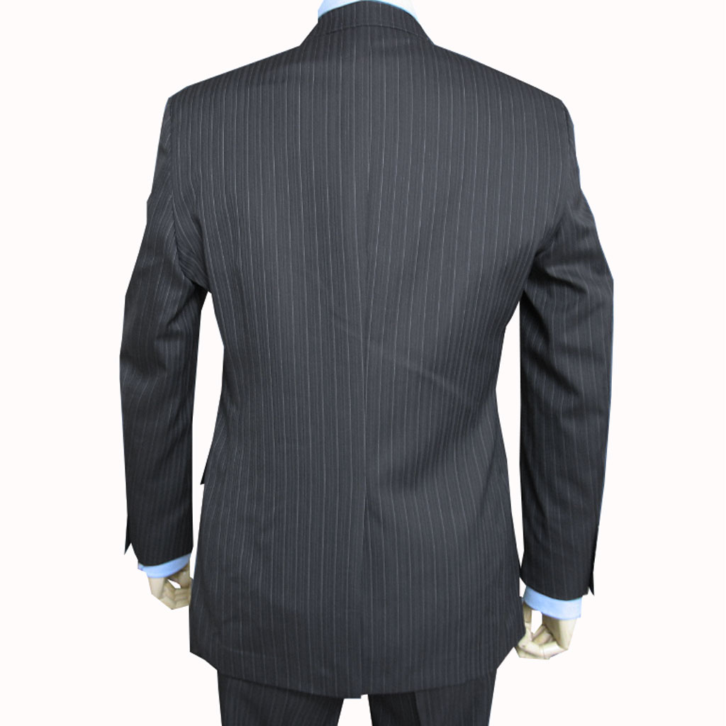 スーツ メンズ 春夏秋 シングルスーツ 3つボタン グラードコレクション(grado collection)  段返り三つボタン ビジネススーツ マルチストライプ チャコールグレー 19H  A4 A5 A6
