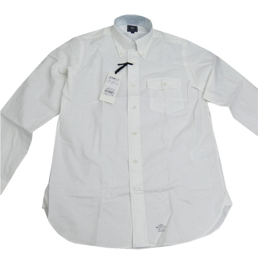【再入荷】J.PRESS(ジェイプレス) ボタンダウンシャツ メンズ長袖ワイシャツ オックスフォード ホワイト  （衿39-裄丈84cm）（衿41-裄丈85cm）（衿43-裄丈86cm）