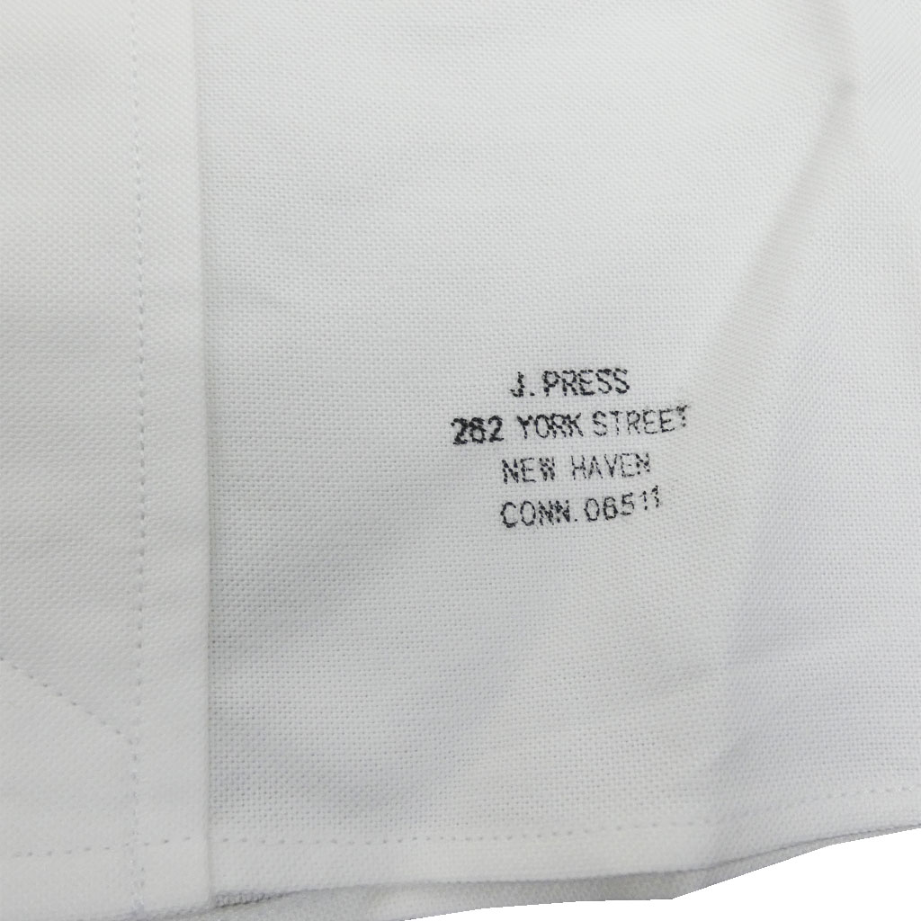 【再入荷】J.PRESS(ジェイプレス) ボタンダウンシャツ メンズ長袖ワイシャツ オックスフォード ホワイト  （衿39-裄丈84cm）（衿41-裄丈85cm）（衿43-裄丈86cm）