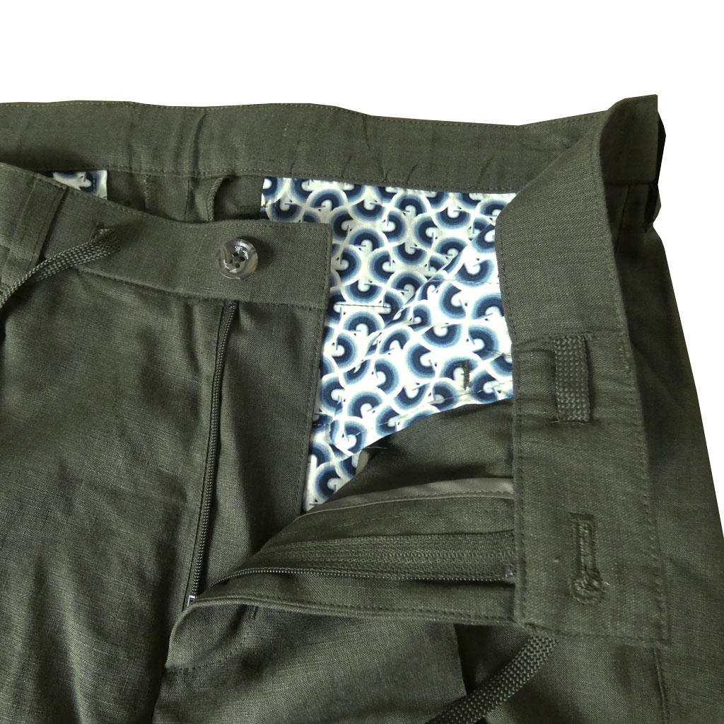 ジーステージ (G-STAGE) 春夏 麻 リネン パンツ メンズ SORONA ストレッチ カーキ系 3016  90cm