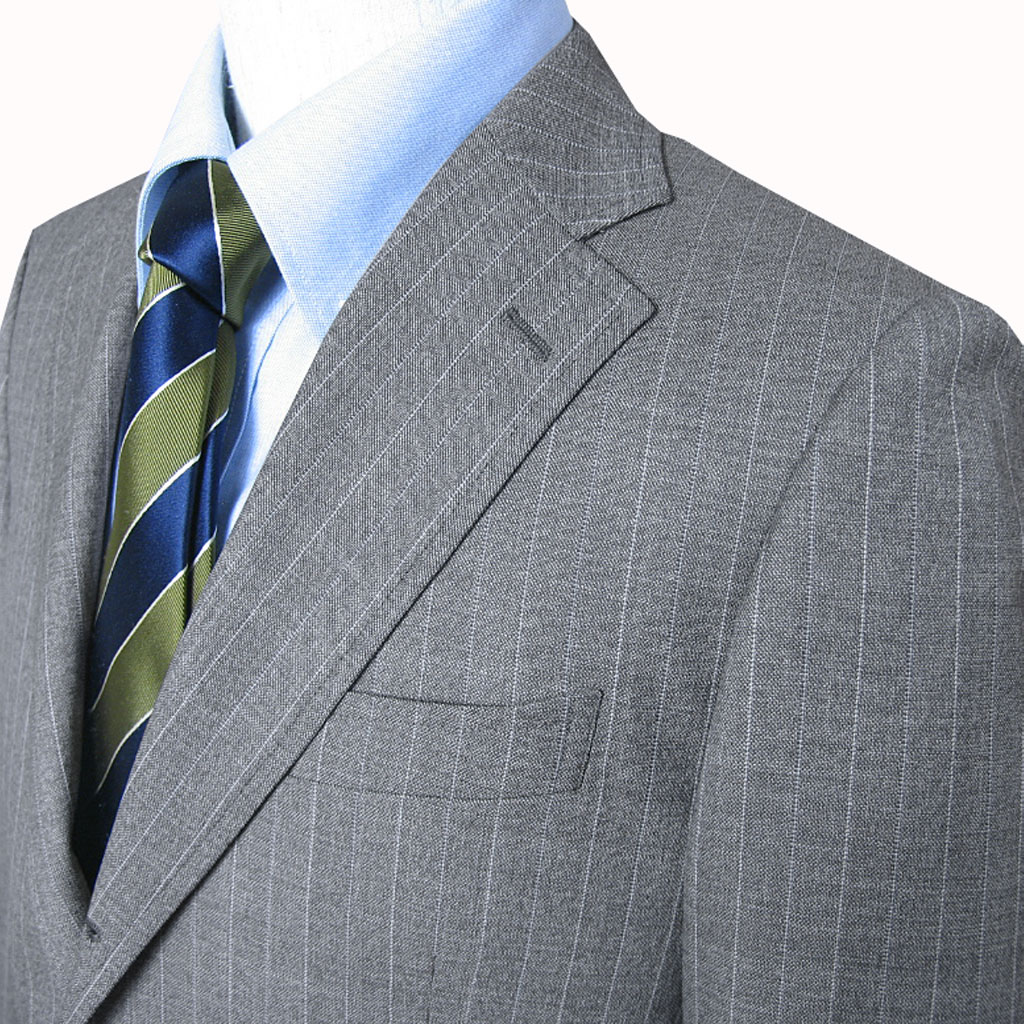 Grado Collection グラードコレクション スーツ メンズ 春夏秋 ストライプ ミディアムグレー 52l A5 A6 Ab7 3つボタンスーツ 春夏物 3つボタンスーツ トラッドハウス フキヤ